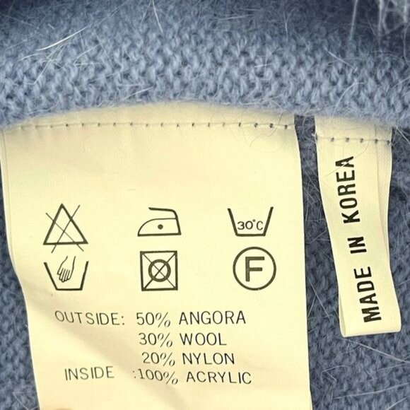 EFFECI Creazioni Angora & wool Oversized high turtle neck blue Sweater Small - Picture 7 of 9